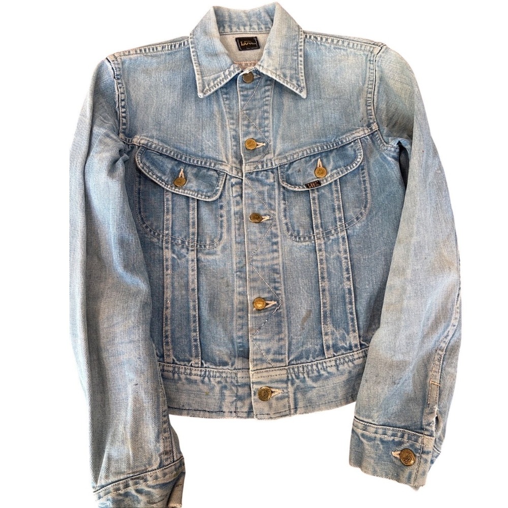 Vintage Lee Rider MR indigo denim washed trucker jacket men's size Small 1980s